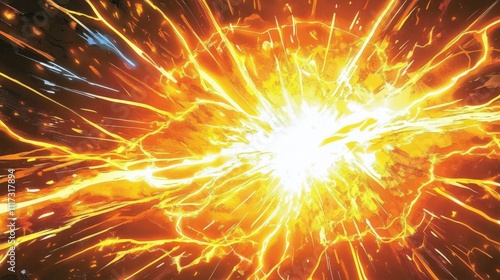 Eye-catching comic-inspired backdrop showcasing an explosive thunder flash.