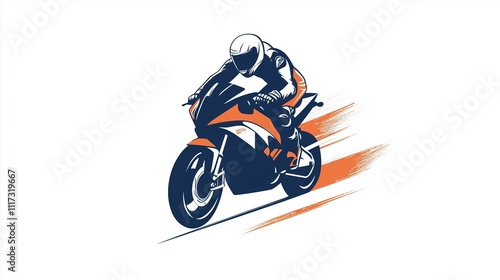 Cool motorcycle 2D Logo on a white background