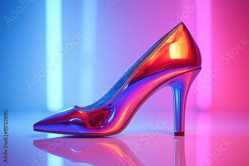 Metallic High Heel with Neon Lighting photo