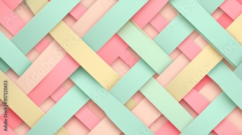 Pastel Colored Interwoven Diagonal Stripes Abstract Design