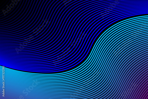 Abstract black background with blue lines and waves. Vector illustration backdrop