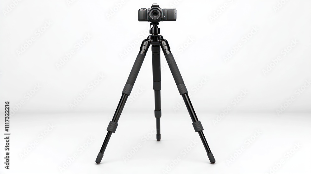Black Camera Mounted on a Tripod Stand Black Camera Mounted on a Tripod Stand