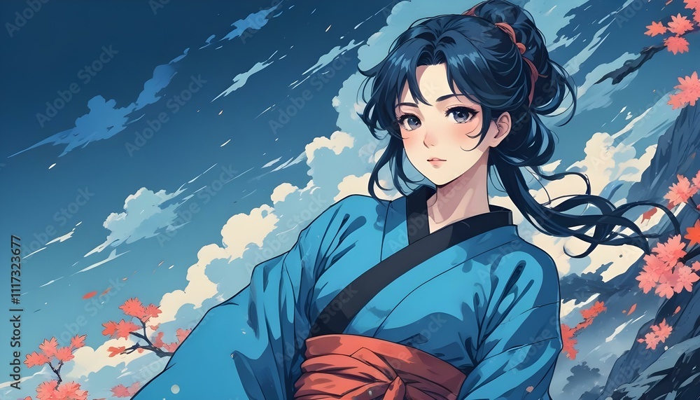 Fototapeta premium Clear Plain Shiny Warm Soft Vintage Bokeh Cloudy Wave Like Geometric Blue Background or Texture