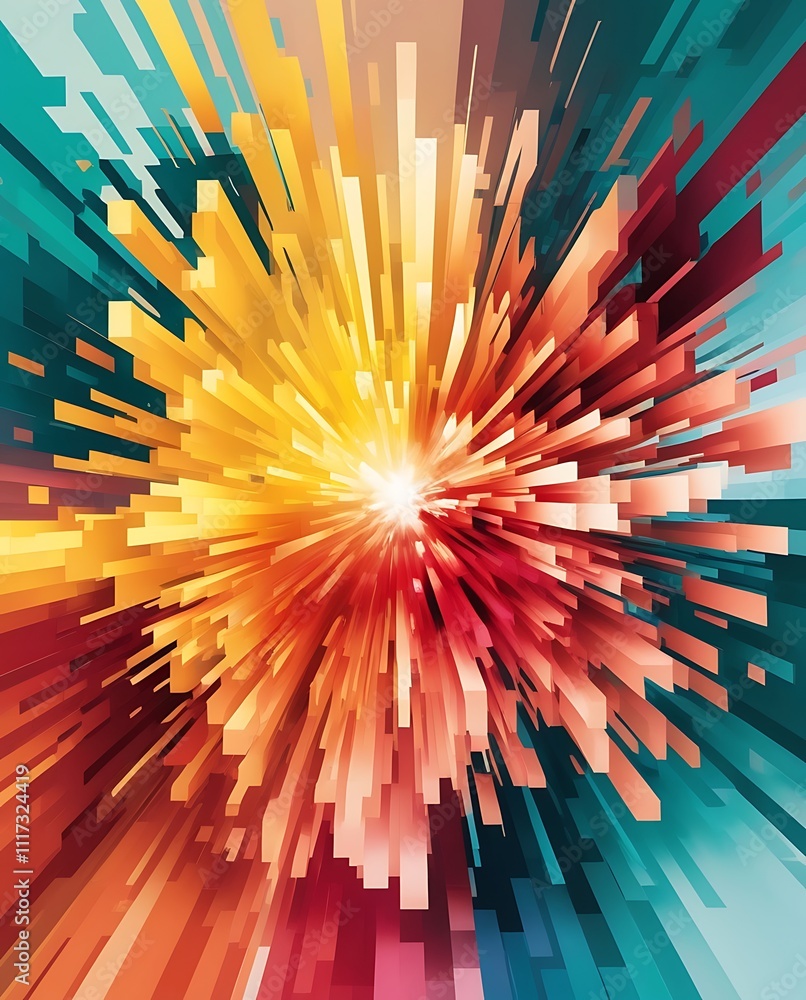 Burst of colorful gold and yellow combination with blue colors, abstract background of geometrical illustration explosion Burst of colorful gold and yellow combination with blue colors, abstract background of geometrical illustration explosion
