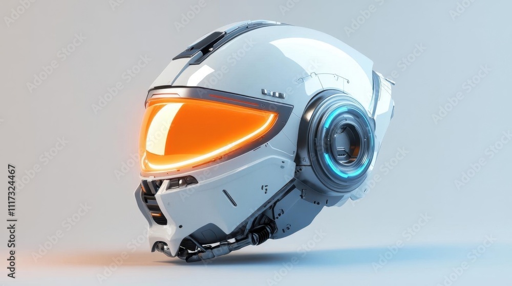 Futuristic helmet design with glowing elements and sleek features. Futuristic helmet design with glowing elements and sleek features.