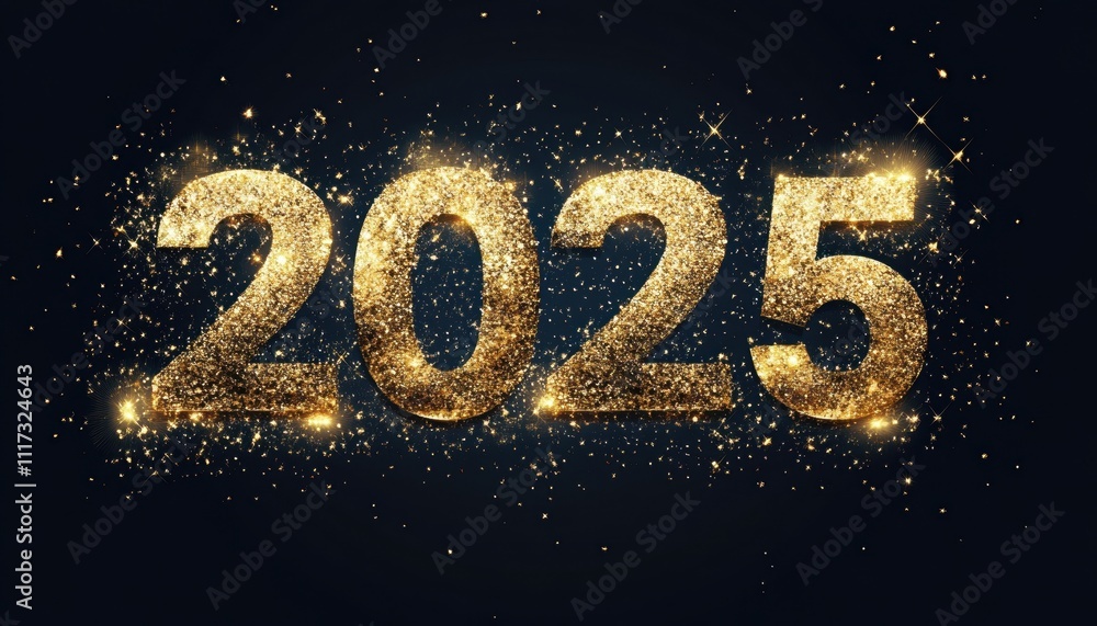 Glittering Gold Number Two Thousand Twenty Five Glittering Gold Number Two Thousand Twenty Five