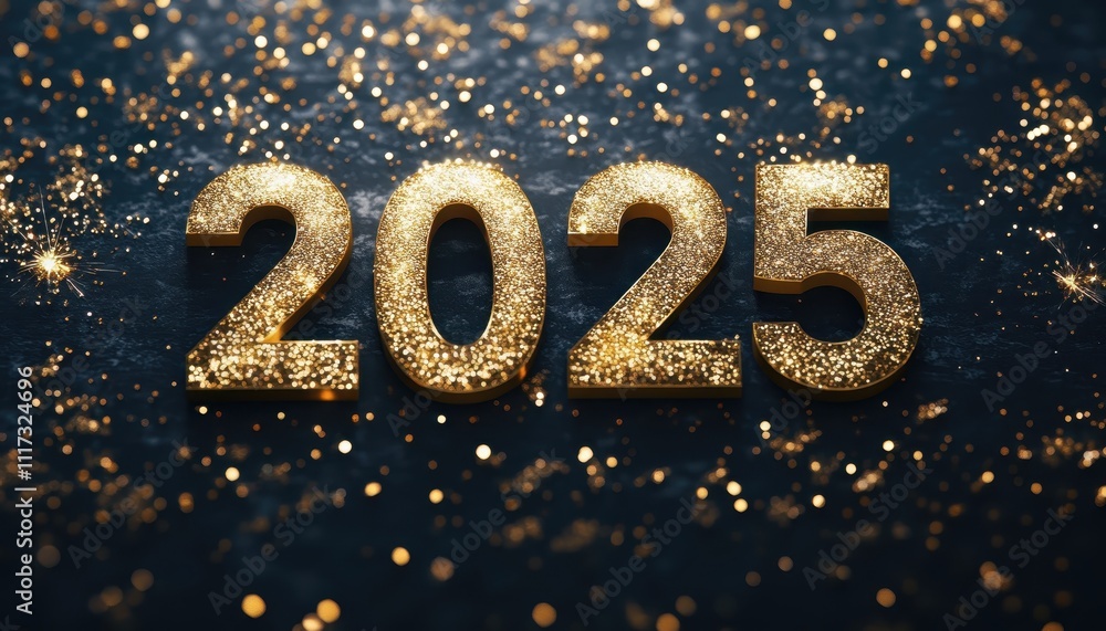 Glittering Golden Numbers Celebrate New Year Two Thousand Twenty Five Glittering Golden Numbers Celebrate New Year Two Thousand Twenty Five