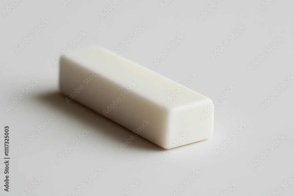 Minimalistic White Rectangular Eraser on Grey Background Minimalistic White Rectangular Eraser on Grey Background