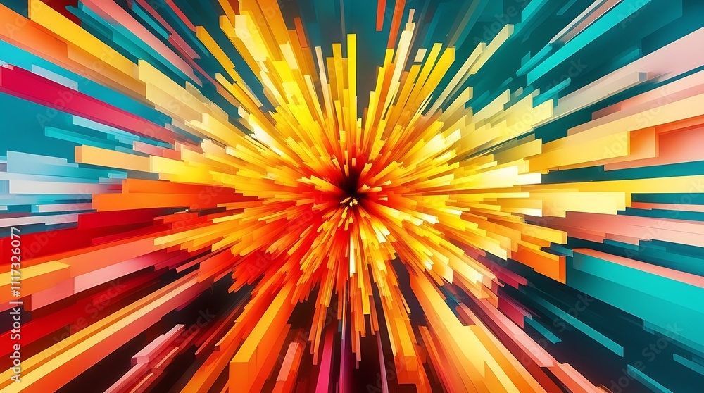 Burst of colorful gold and yellow combination with blue colors, abstract background of geometrical illustration explosion Burst of colorful gold and yellow combination with blue colors, abstract background of geometrical illustration explosion