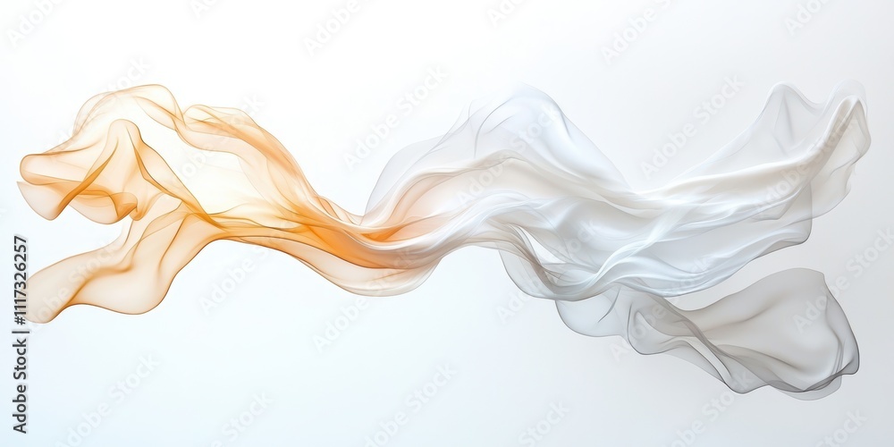 Flowing silk fabric in orange and white hues on a light background. Flowing silk fabric in orange and white hues on a light background.