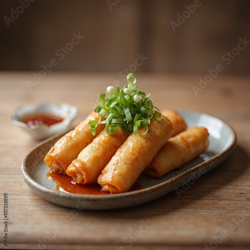 Semarang's signature spring roll dish is served with spring onions and thick tauco sauce. photo