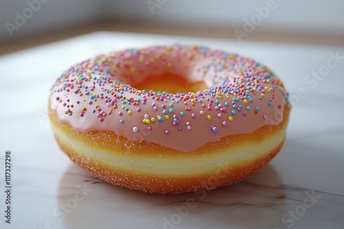 Pink Frosted Donut with Colorful Sprinkles