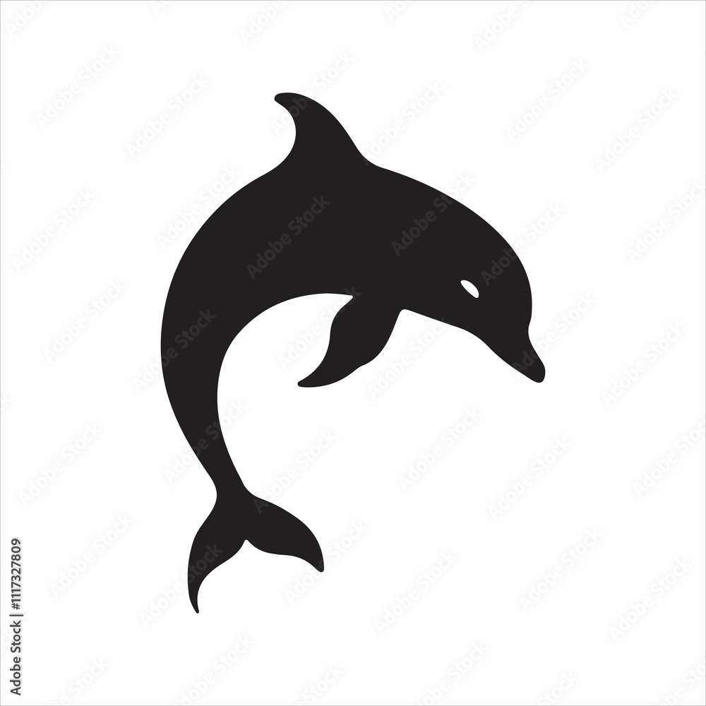 Fototapeta premium Dolphin silhouette vector icon design whit a white background.