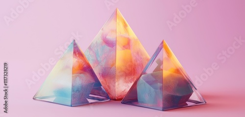 3D icon showcasing a triangular block arrangement using durable synthetic resin. photo