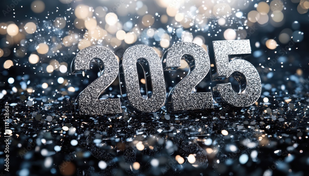 Sparkling Silver Numbers Celebrate the Year Two Thousand Twenty Five Sparkling Silver Numbers Celebrate the Year Two Thousand Twenty Five