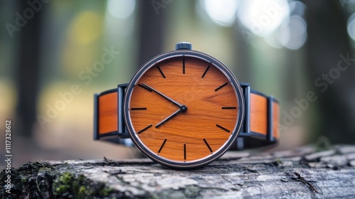 Wallpaper Mural Wooden Wristwatch Resting On A Forest Log Torontodigital.ca