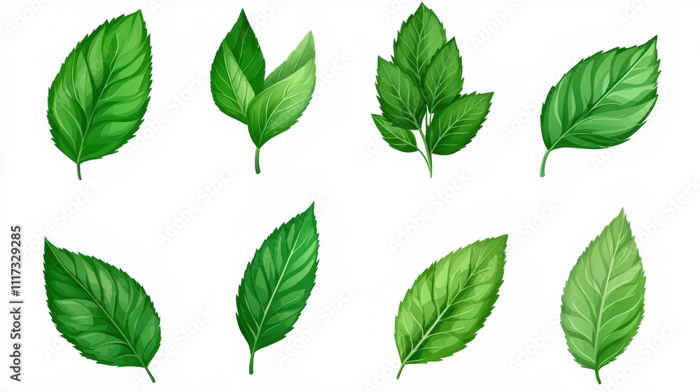 A Collection of Various Green Leaves for Natural Designs A Collection of Various Green Leaves for Natural Designs