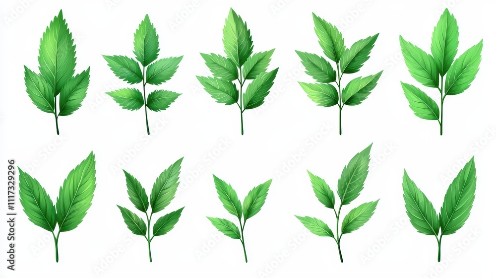 Collection of Various Green Leaf Illustrations for Nature Themes Collection of Various Green Leaf Illustrations for Nature Themes