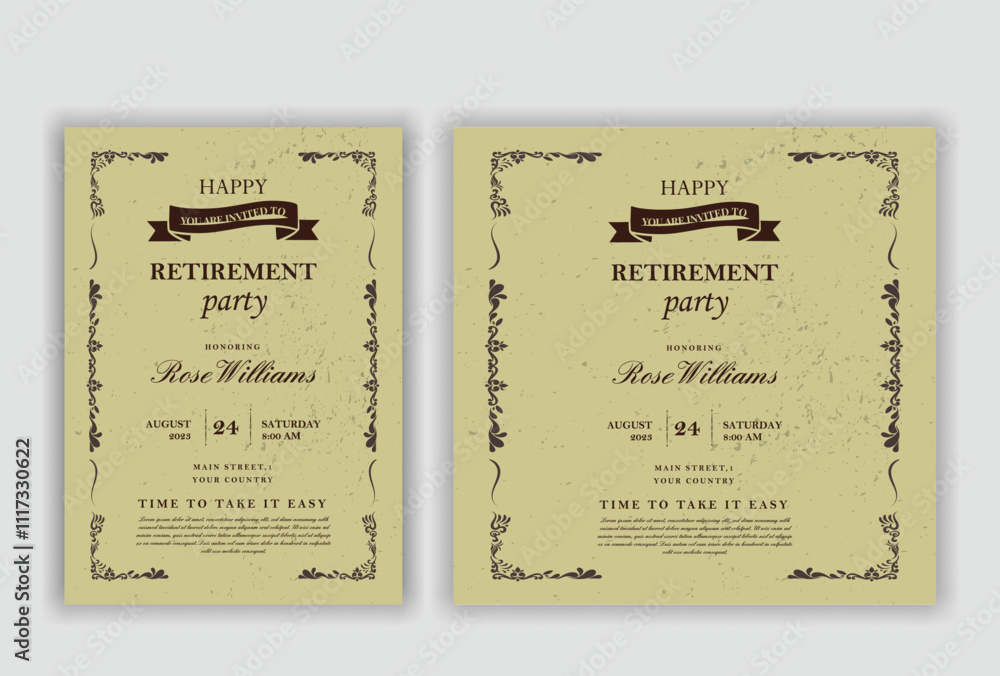 Naklejka premium Retirement party invitation flyer design template