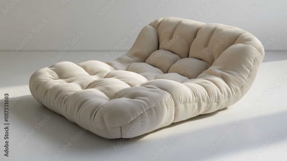 Obraz premium Beige Upholstered Chaise Lounge Modern Design Furniture