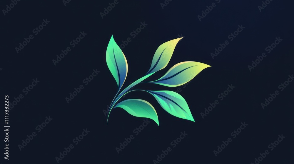 Obraz premium A stylized illustration of leaves in vibrant colors against a dark background.