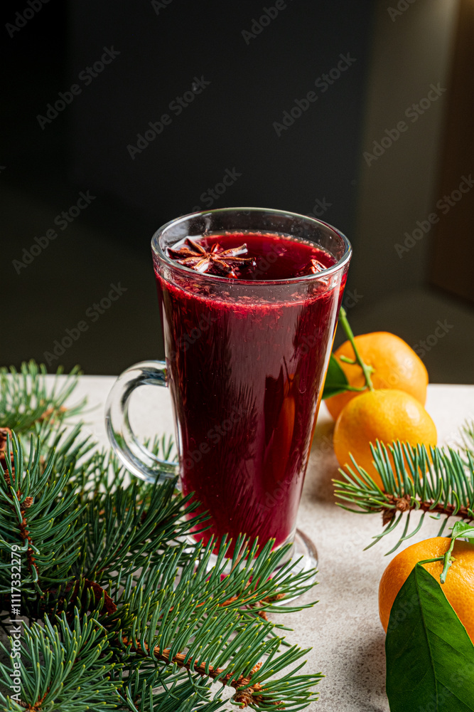 mulled wine with oranges and fir branches mulled wine with oranges and fir branches