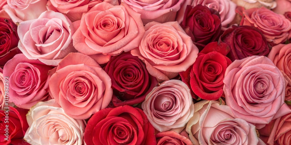 Elegant Assorted Pink and Red Roses in Full Bloom with Velvety Petals Elegant Assorted Pink and Red Roses in Full Bloom with Velvety Petals