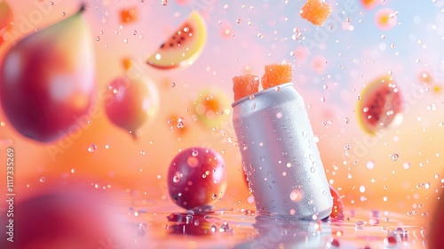 can mockup Fresh Pomegranate Burst: Juicy Seeds Against Pink Background