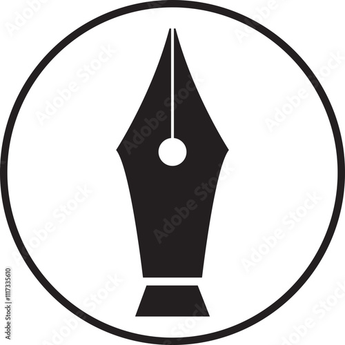 Fountain pen nib or tip flat writing icon. Copy writing vector illustration. business concept. Education stationery equipment and copy space. Writing object tool isolated on transparent background.