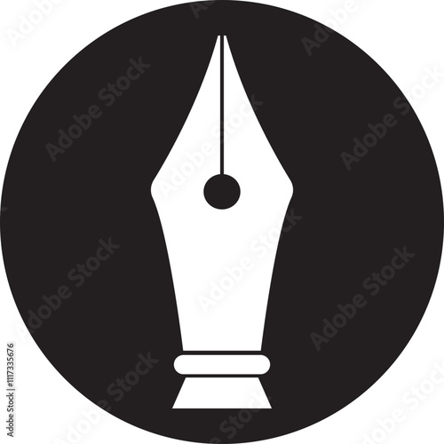 Fountain pen nib or tip flat writing icon. Copy writing vector illustration. business concept. Education stationery equipment and copy space. Writing object tool isolated on transparent background.