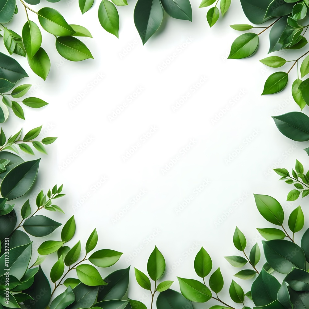 green leaves frame with white background green leaves frame with white background