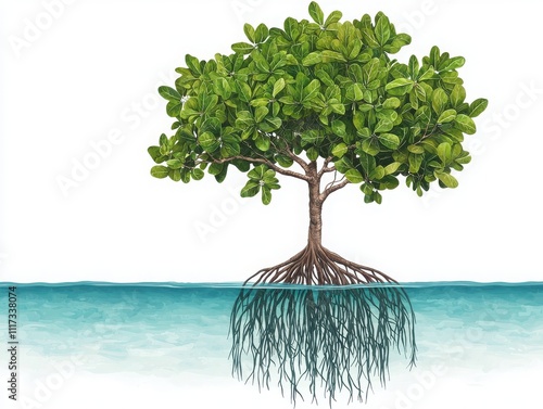 Exploring the mangrove forest ecosystem a scientific illustration of biodiversity coastal areas nature artwork ecological importance underwater perspective