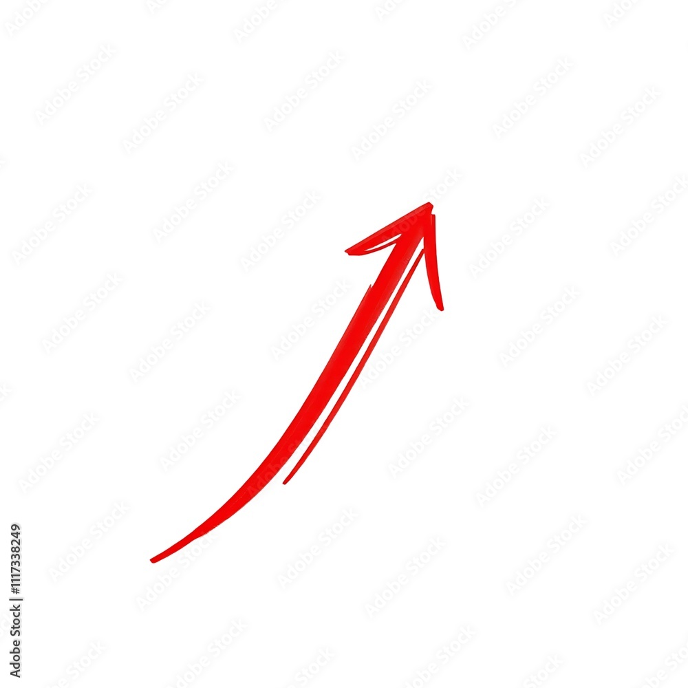 A red colour painting arrow isolated in white background