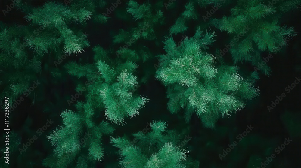 Aerial view of dense evergreen forest canopy. Aerial view of dense evergreen forest canopy.