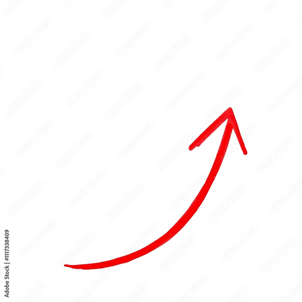 A red colour painting arrow isolated in white background A red colour painting arrow isolated in white background
