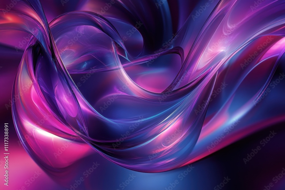 An abstract digital composition with swirling ribbon-like forms in shades of purple An abstract digital composition with swirling ribbon-like forms in shades of purple