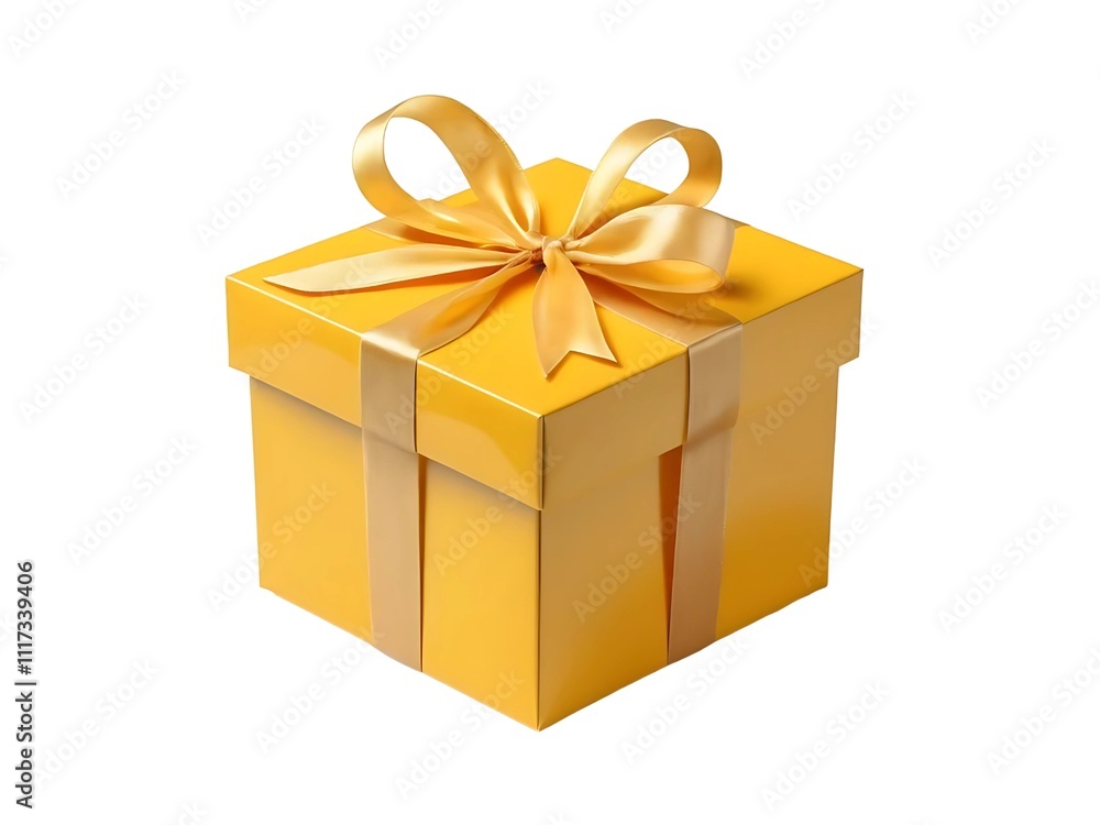 A golden gift box isolated in white background A golden gift box isolated in white background