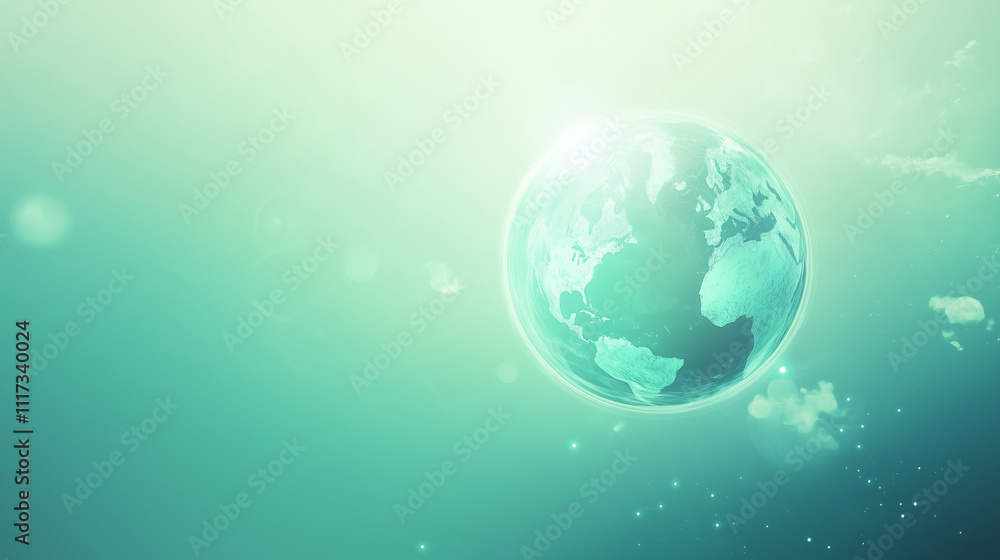 Glowing Earth on a serene green gradient background Glowing Earth on a serene green gradient background
