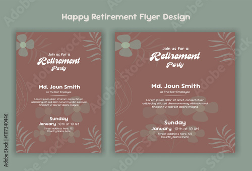 Happy retirement lunch party invitation flyer design template 
