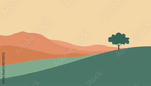 Solitary Tree in a Desert Landscape