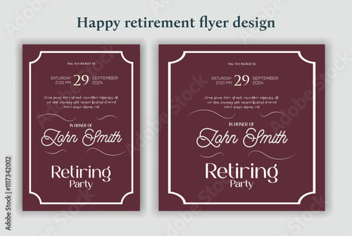 Happy retirement lunch party invitation flyer design template 
