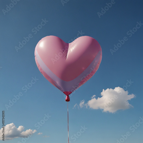 heart shaped balloons in sky