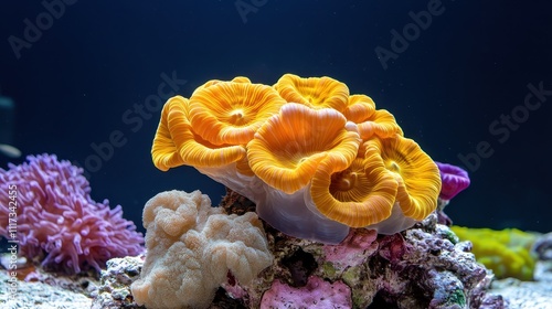 Vibrant coral reef exploration underwater world marine life aquatic environment close-up view ocean conservation concept photo