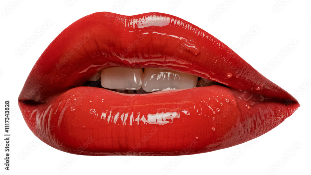 Set of mouths with beautiful make-up isolated on white. Red lipstick Set of mouths with beautiful make-up isolated on white. Red lipstick