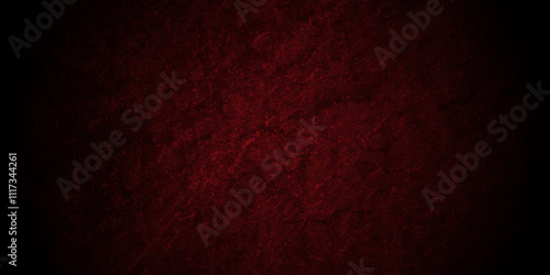 Grunge dark red rock studio stucco antique grunge spot light backdrop background. concrete distressed gradient limestone sketch wall rough blank aged texture background.