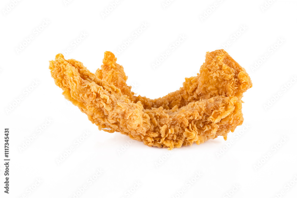 Chicken tenders. Fried chicken breast strips on white background. Isolated chicken crisp Chicken tenders. Fried chicken breast strips on white background. Isolated chicken crisp