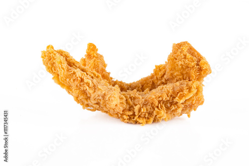 Chicken tenders. Fried chicken breast strips on white background. Isolated chicken crisp