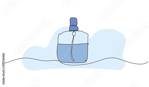 Vector illustration of laundry iron perfume. Modern flat in continuous line style.