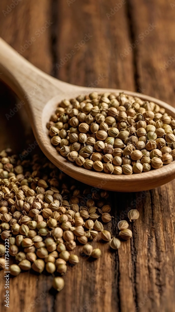 coriander seeds in spoon coriander seeds in spoon