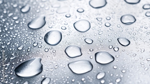 Wallpaper Mural Close-up macro detail of a metal sheet enhanced by water droplets, emphasizing the texture and reflective qualities of the metal surface with ample copy space. Torontodigital.ca